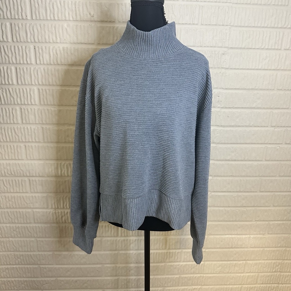 NWT Calia by Carrie Underwood Mock Neck Textured Pullover Gray‎ Sz S Elevate Rib